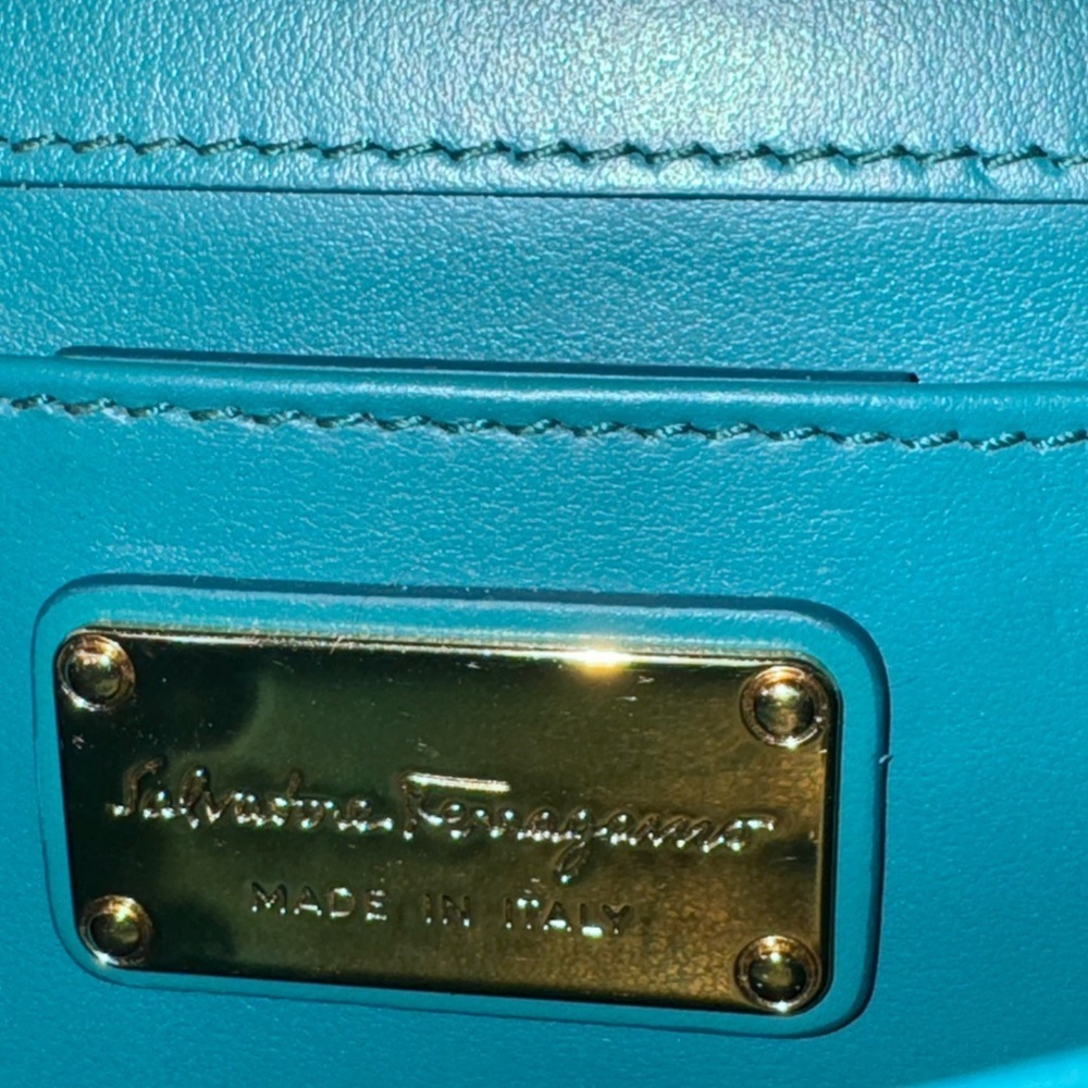 Salvatore Ferragamo Thalia Teal Leather Crossbody - Picture 12 of 12